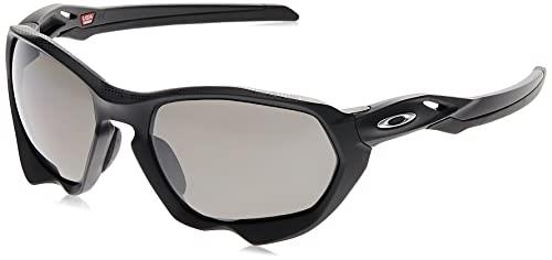 Oakley Men's OO9019 Plazma Rectangular Sunglasses, Hi Res Matte Carbon/Prizm Black Polarized, 59 mm