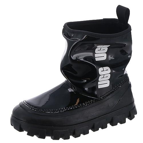 UGG K Classic BRELLAH Mini Rain Boot, Black, 1 US Unisex Little Kid