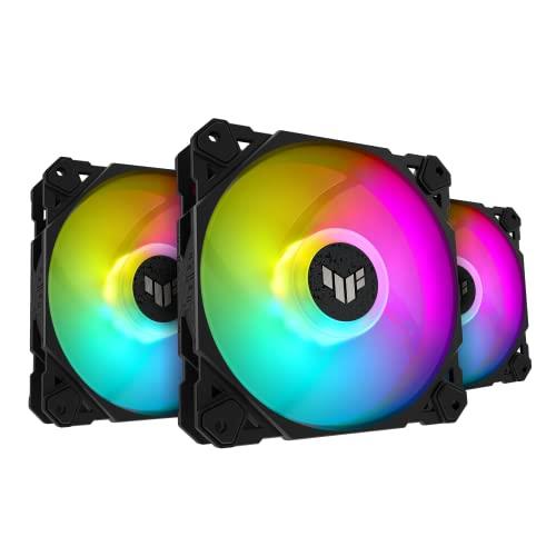 ASUS TUF Gaming TF120 ARGB Chassis Fan 3Pin Customizable LEDs Blade, Advanced Fluid Dynamic Bearing, 120mm PWM Control, Anti-Vibration Pads, Double-Layer LED Array for Computer Case & Liquid Radiator