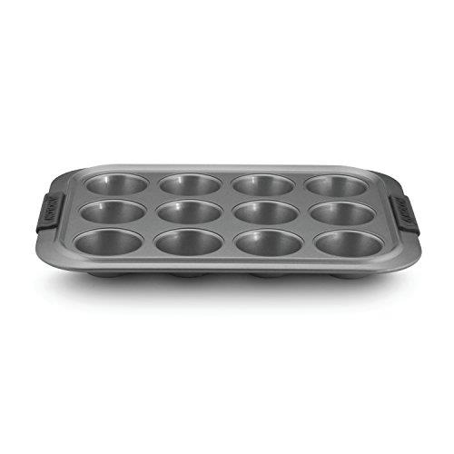 Anolon Advanced Muffin Nonstick 12-Cup Cupcake Tin with Silicone Grips, Gray