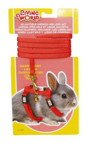 Living World Adjustable Harness and Lead Set for Rabbit, Red