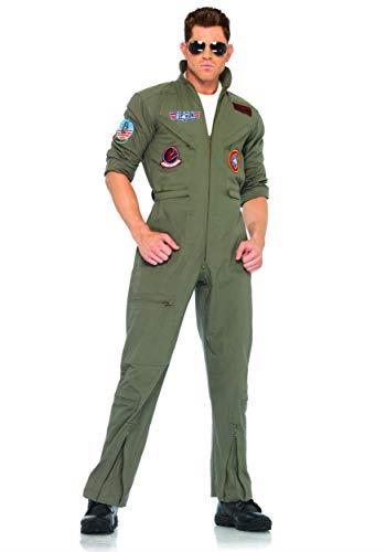 Leg Avenue Men's Top Gun Flight Suit Costume, Khaki/Green, X-Large