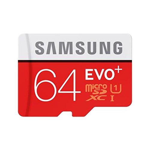 Samsung microSD Memory 64 GB EVO Plus MB-MC64DA Micro SDXC UHS-I Grade 1 Class 10 Memory Card with SD Adapter, Black/red/White