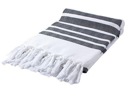 Cacala Turkish Hammam Towels - Traditional Peshtemal Design for Bathrooms, Beach, Sauna - Ultra-Soft, Fast-Drying, Absorbent 37x70 100% Cotton Black