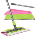 LINKYO Microfiber Hardwood Floor Mop - 3 Reusable Flat Mop Pads and Extension Included, for Wet or Dry Floor Cleaning