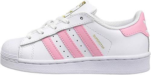 adidas Originals Superstar Running Shoe, White/Light Pink/Gold, 6.5 Medium US Little Kid