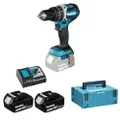 Makita DHP484RTJ Cordless Impact Wrench 18V / 5.0Ah 2 Batteries Charger in MAKPAC 450W 18V Blue Silver