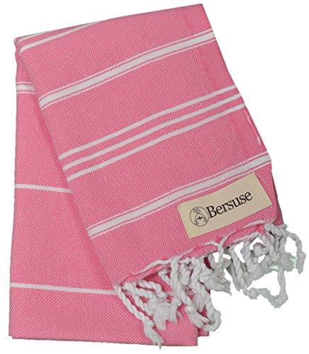 Bersuse 100% Cotton - Anatolia Hand Turkish Towel - Head Hair Face Baby Care Kitchen - 22X35 Inches, Pink