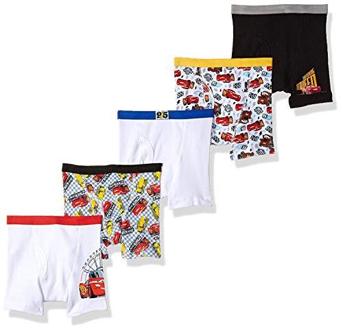 Disney Boys' Pixar Cars 100% Cotton Underwear with Lightning McQueen, Mater, Cruz & More Sizes 18m, 2/3t, 4t, 4, 6 and 8, 5-Pack Boxer Brief, 4 Years