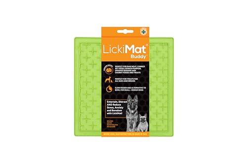 LickiMat Classic Buddy, Slow Feeder for Dogs, Boredom and Anxiety Reducer; Perfect for Food, Treats, Yogurt, or Peanut Butter. Fun Alternative to a Slow Feed Dog Bowl, Green