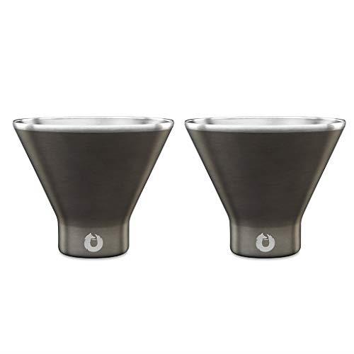 Snowfox Insulated Stainless Steel Margarita and Martini Cocktail Glass, Set of 2, Olive Grey