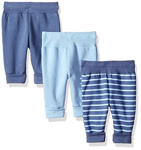 Hanes Ultimate Baby Boys Flexy 3 Pack Adjustable Fit Fleece Joggers, Blues, 0-6M
