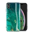 GVIEWIN Marble iPhone Xs Case/iPhone X Case, Ultra Slim Thin Glossy Soft TPU Rubber Gel Phone Case Cover Compatible iPhone X/iPhone Xs 2018, 5.8"(Green/Gold)