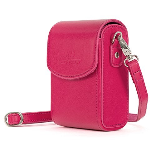 MegaGear Leather Camera Case with Strap Compatible with Sony Cyber-Shot DSC-RX100 VI, RX100 V, RX100 IV, Hot Pink (MG1561)