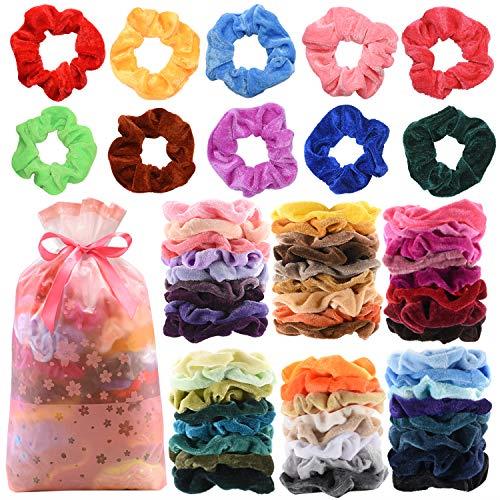 60 Pcs Premium Velvet Hair Scrunchies Hair Bands for Women or Girls Hair Accessories,Great halloween Thanksgiving day and Christmas
