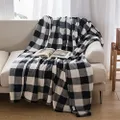 NEWCOSPLAY Buffalo Plaid Throw Blanket Soft Flannel Fleece Checker Pattern Lightweight Decorative Blanket for Bed Couch (Plaid White Black, Twin(60"x80"))