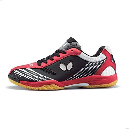 Butterfly Lezoline Gigu Shoes – Professional Competition Table Tennis Shoe for Men or Women – Excellent Shock Absorption Sneakers – Colors: Black/Red, White/Silver