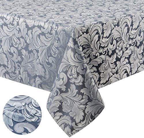 Tektrum 70 X 70 inch Square Damask Jacquard Tablecloth Table Cover - Waterproof/Spill Proof/Stain Resistant/Wrinkle Free/Heavy Duty - Great for Banquet, Parties, Dinner, Kitchen, Wedding (Stone Blue)