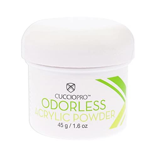 Cuccio Pro Odorless Acrylic Powder - Provides Great Adhesion To The Nail - Easy Application While Giving You Perfect Bubble-Free Clarity - Contains Patented UV Inhibitors - Super White - 45 G