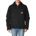 Carhartt Men's Relaxed Fit Washed Duck Sherpa-Lined Jacket, Black, Medium