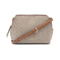Calvin Klein Hailey Signature Triple Compartment Chain Crossbody, Textured Almond/Taupe/Caramel Linear, One Size