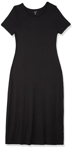 Amazon Essentials Women's Short-Sleeve Maxi Dress, Black, Small