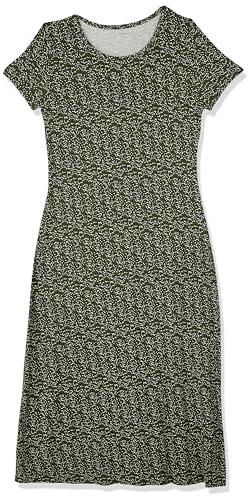 Amazon Essentials Women's Short-Sleeve Maxi Dress, Green, Dots, Large