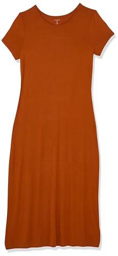 Amazon Essentials Women's Short-Sleeve Maxi Dress, Terracotta, Large