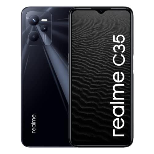 realme C35, 4+128GB, Glowing Black, 4G Sim Free Unlocked Smartphone, 50MP AI Triple Camera, 16.7cm (6.6”) FHD Display, 8.1mm Ultra Slim, 5000mAh Battery + UK Warranty
