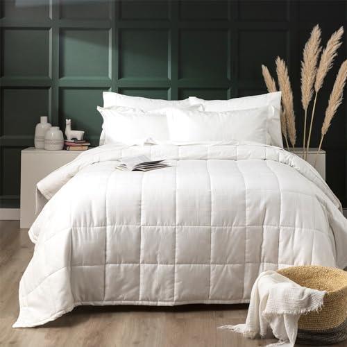 Ddecor Home Willow 500 Thread Count Cotton Jacquard Comforter Set, Queen, White