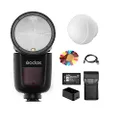 Godox V1-C with ML-CD15 Flash Diffuser for Canon Camera, Round Head Camera Flash Speedlite, 2.4G X Wireless HSS 76Ws 1.5s Recycle Time 480 Full Power Pops