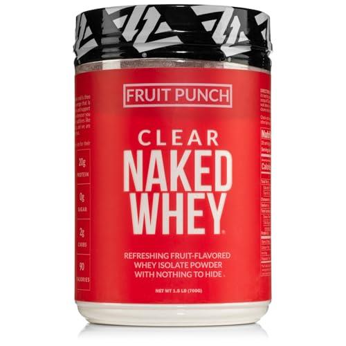 Clear Naked Whey Protein Isolate, Fruit Punch, 100% Iso Protein Powder, No GMOs or Artificial Sweeteners, Gluten-Free, Soy-Free - 30 Servings