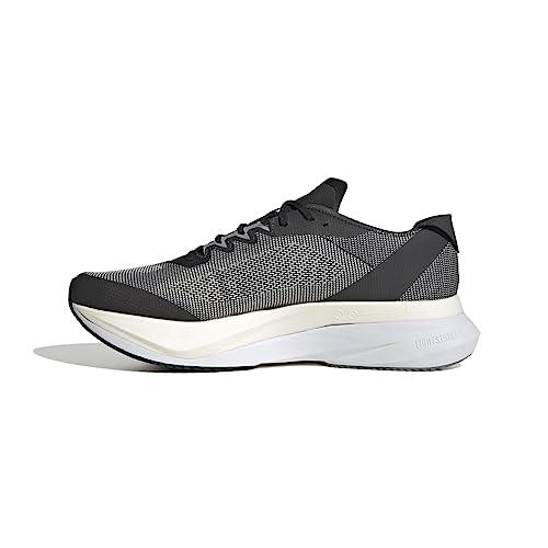 adidas Unisex-Adult Adizero Boston 12 Sneaker, Black/White/Carbon, 9.5 Wide Women/8.5 Wide Men