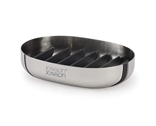 Joseph Joseph EasyStore Luxe - Quick-drain Stainless-steel Soap Dish Holder with draining rack- Steel