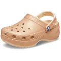 Crocs Women's Classic Platform Glitter Clogs, Brown, 11