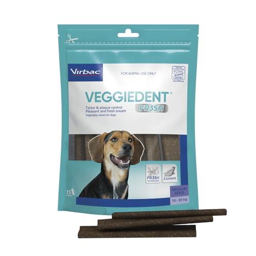 Virbac Veggiedent Fresh Dental Chews for 10-30 kgs Medium Dogs, (Pack of 15)