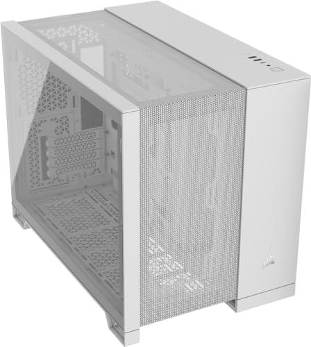 CORSAIR 2500D Airflow Small-Tower mATX Dual Chamber PC Case – Tempered Glass – Reverse Connection Motherboard Compatible – No Fans Included – White
