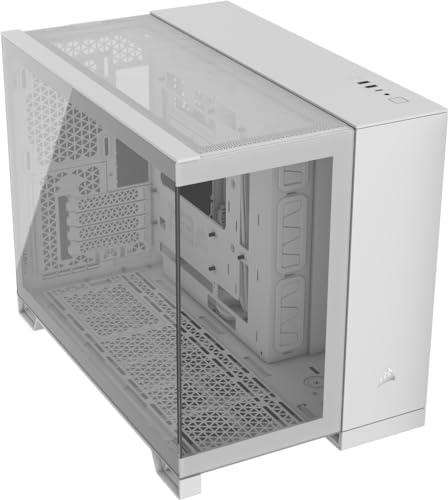 CORSAIR 2500X Small-Tower mATX Dual Chamber PC Case – Panoramic Tempered Glass – Reverse Connection Motherboard Compatible – No Fans Included – White