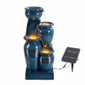 Teamson Home 73 cm 4-Tier Cascading Bowl Solar-Powered Water Fountain with LED Lights for Gardens, Landscaping, Patios, Balconies, Lawns, Blue