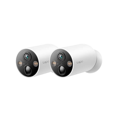 TP-Link Tapo Smart Wire-Free Indoor/Outdoor Security Camera, Wireless, AI Detection, 300-Day Battery Life, 2K QHD, Colour Night Vision, 150° Super Wide FOV, IP66, No Hub Required (Tapo C425(2-pack))