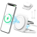 Meenova Foldable 3 in 1 Wireless Charger Compatible with MagSafe, Apple iPhone 15 14 13 12, Watch, AirPods, Lightweight Portable,Strong Magnetic Attraction Suitable for Outdoor Offices, etc. (White)