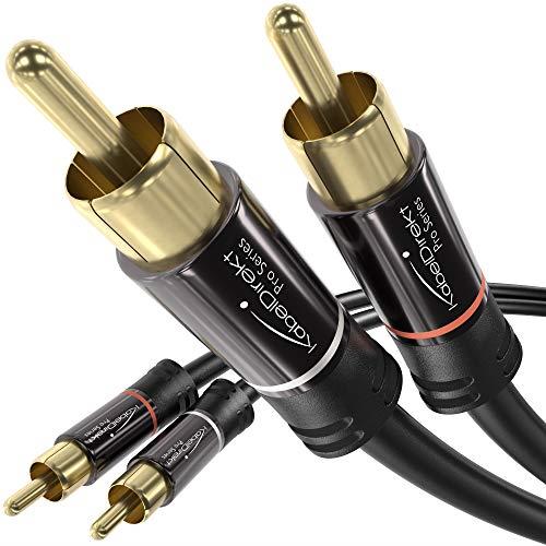 CableDirect – 10x 1m RCA/Phono Cable, 2 × 2 Plugs, Stereo Audio Cable, Practically Break-Proof & Flawless Sound Quality (coaxial Cable, subwoofer/amp/HiFi & Home Cinema/Blu-ray, Analogue & Digital)