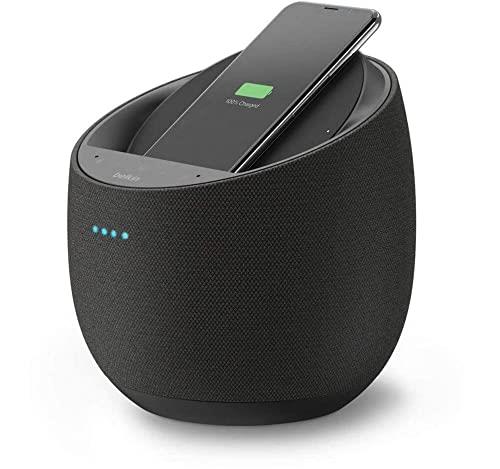 Belkin SoundForm Elite Hi-Fi Smart Speaker with Wireless Charger (Voice Controlled Bluetooth Speaker with Amazon Alexa, Devialet, Suitable for AirPlay2) - Black