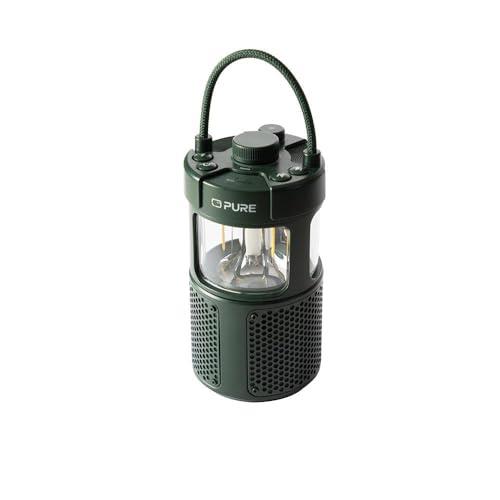 Pure Woodland Glow Outdoor Speaker with LED Lamp (Bluetooth 5.3, 360° Sound, IPX6, Portable, 14h Battery - Perfect for Garden & Camping) Green