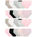Fruit of the Loom Girls' Tag Free Cotton Brief Underwear Multipacks, Brief - 20 Pack - Black/Pink/Grey, 14