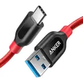 Anker USB C Cable, Powerline+ USB-C to USB 3.0 Cable (3ft/0.9m), High Durability Type C Braided Charging Cable Compatible with Samsung Galaxy S10, S9, Huawei P10, P9, Sony XZ, HTC 10 and More (Red)