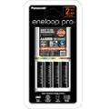 Panasonic AA and AAA Eneloop Quick Battery Charger with 4 x AA Eneloop Pro Rechargeable Batteries Included, White (K-KJ55HCC4TA)