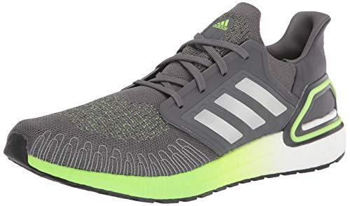 adidas Men's Ultraboost 20 Sneaker, Grey/Silver Metallic/Signal Green, 9 US