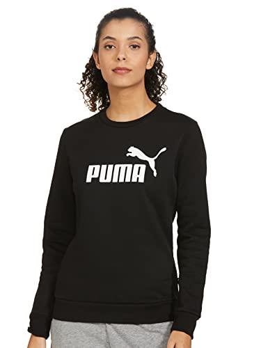 PUMA Women's Essential Logo Crew FL, Black, S