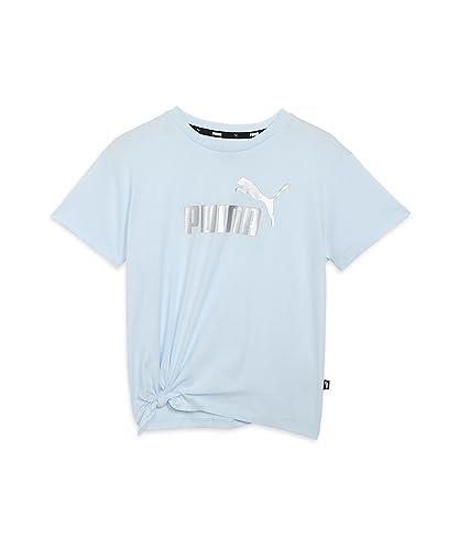PUMA Girl's Essential + Logo Knotted Tee, Icy Blue, X-Small